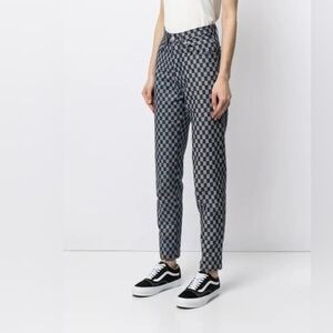 Fiorucci Denim Blue and White Checkered Jeans